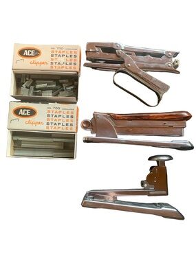 Vintage Ace Fastener Corp staplers Lot Of 3 With 2‎ Boxes Of Staples Not Full